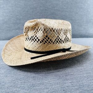 RODEO KING - Men's Beige Cowboy Size 7 Long Oval Straw Hat  H6